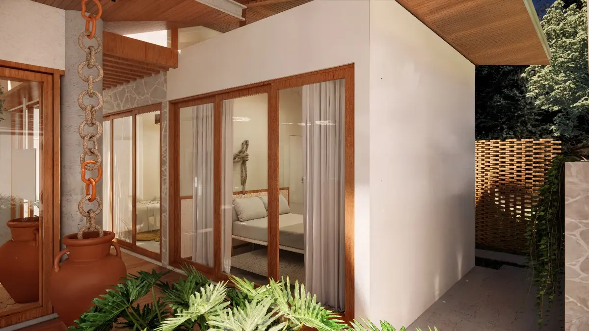 Cozinha e sala de jantar integradas, abrindo para o jardim